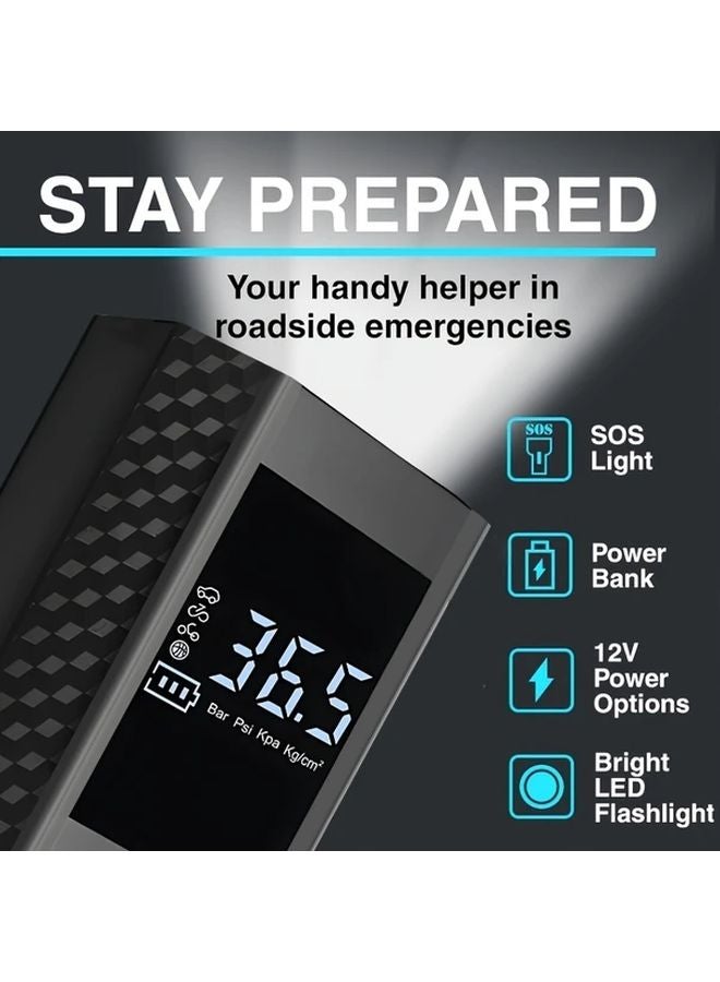 Black Portable Tire Inflator 150 PSI USB Rechargeable With LED Display And Multiple Connectors - Image 5